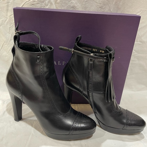 Ralph Lauren Purple Label Verona Black Calfskin Booties Size 8.5 NIB - Picture 3 of 10